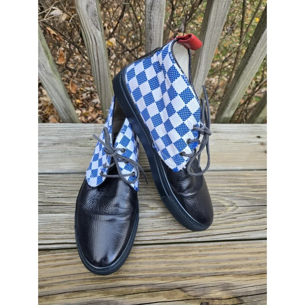 Del Toro Leather Checkered Chukka Boots Men's Size 13 Made In Italy